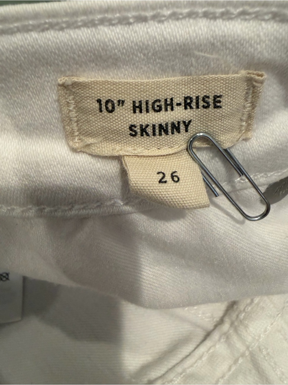 Madewell 10 High Rise Skinny Jeans White Distressed Knee Raw Hem